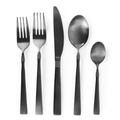 Cravat 20-Piece Matte Black Flatware Utensil Set, 18/10 Stainless Steel Silverware Metal (Service for 4) - Super Arbor