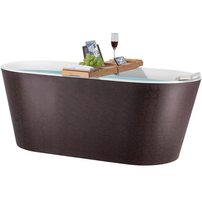 67 in. Acrylic Double Ended Flatbottom Non-Whirlpool Bathtub in Reddish Brown - Super Arbor