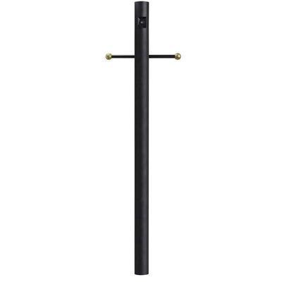 7 ft. Black Outdoor Direct Burial Lamp Post with Cross Arm and Auto Dusk-Dawn Photocell fits 3 in. Post Top Fixtures - Super Arbor