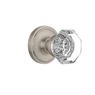 Classic Rosette 2-3/8 in. Backset Satin Nickel Privacy Bed/Bath Waldorf Door Knob - Super Arbor