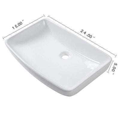 24 in. Modern Oval Bathroom Above in White Porcelain Ceramic Vessel Vanity Sink Art Basin - Super Arbor