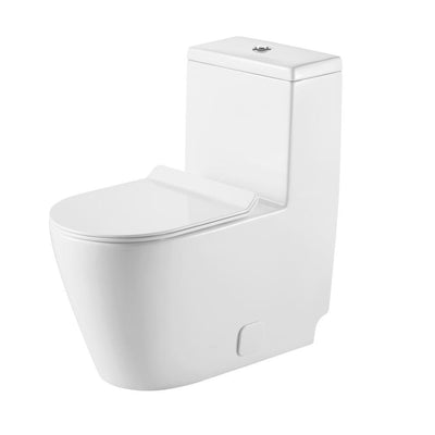 All-in-One Toilet Elongated One-Piece Dual Flush 1.28 GPF/0.88 GPF High Efficiency Skirted Toilet in White - Super Arbor