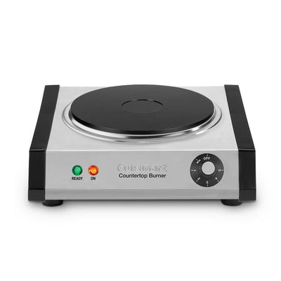 Single Burner 7.5 in. Brushed Stainless Cast Iron Hot Plate with Temperature Control - Super Arbor