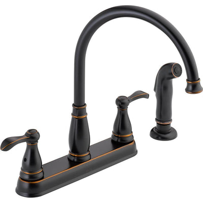 Porter 2-Handle Standard Kitchen Faucet with Side Sprayer in Oil Rubbed Bronze - Super Arbor