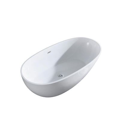 Layla 67 in. Acrylic Classic Flatbottom Non-Whirlpool Freestanding Oval Bathtub in White - Super Arbor