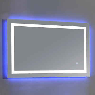 43.3 in. W x 27.6 in. H Frameless Rectangular LED Light Bathroom Vanity Mirror in Mirror - Super Arbor