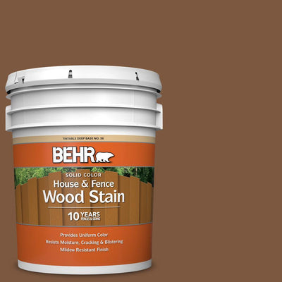 BEHR 5 gal. #SC-110 Chestnut Solid Color House and Fence Exterior Wood Stain - Super Arbor