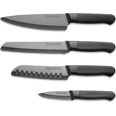 4-Piece Ceramic Cutlery Set in Stone in Black - Super Arbor