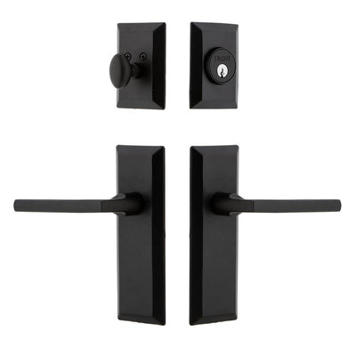 Keep Plate Black Iron Door Handleset Combo Pack with Dirk Door Lever - Super Arbor