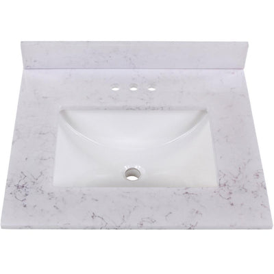 25 in. Stone Effect Vanity Top in Pulsar with White Sink - Super Arbor