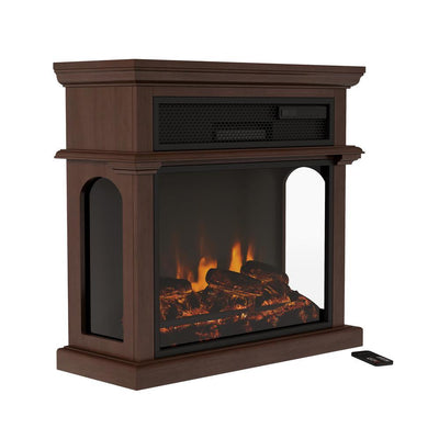 29 in. Freestanding Electric Fireplace with Mantel in Brown - Super Arbor
