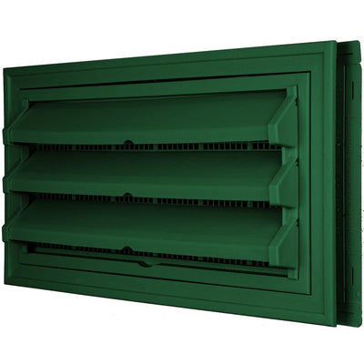 9-3/8 in. x 17-1/2 in. Foundation Vent Kit with Trim Ring and Optional Fixed Louvers (Molded Screen) #028 Forest Green - Super Arbor