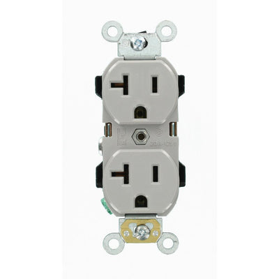 20 Amp Industrial Grade Heavy Duty Self Grounding Duplex Outlet, White - Super Arbor