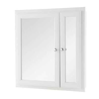 24-1/2 in. W x 25-3/4 in. H Fog Free Framed Recessed or Surface-Mount Bi-View Bathroom Medicine Cabinet in White - Super Arbor