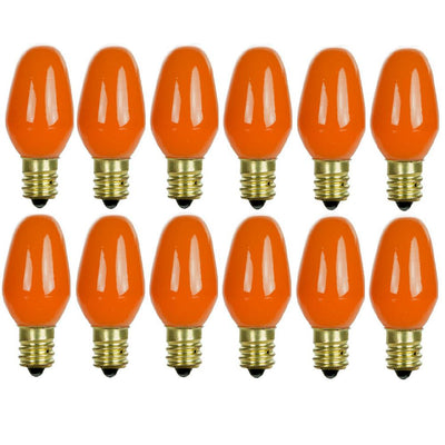 Sunlite 7-Watt C7 Colored Night Light Candelabra Base Incandescent Orange Light Bulb (12-Pack) - Super Arbor