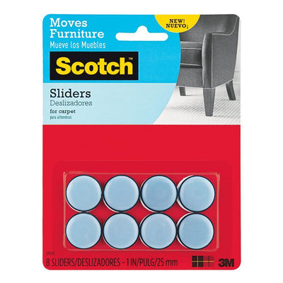 Scotch 1 in. Gray/Black Round Self-Stick Permanent Furniture Sliders (8-Pack) - Super Arbor