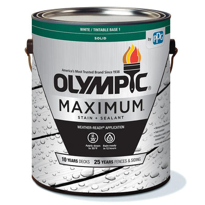 Olympic Maximum 1 gal. White/Base 1 Solid Color Exterior Stain and Sealant in One - Super Arbor