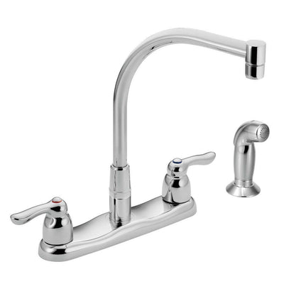Commercial 2-Handle Side Sprayer Kitchen Faucet in Chrome - Super Arbor