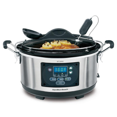 Set and Forget 6 Qt. Stainless Steel Programmable Slow Cooker with Temperature Probe - Super Arbor