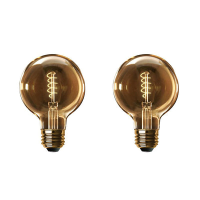 Feit Electric 60-Watt Equivalent G40 Dimmable LED Amber Glass Vintage Edison Light Bulb with Spiral Filament Warm White (2-Pack)