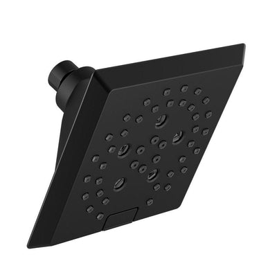 Pivotal 5-Spray 5.8 in. Single Wall Mount Fixed Rain H2Okinetic Shower Head in Matte Black - Super Arbor