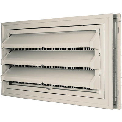 9-3/8 in. x 17-1/2 in. Foundation Vent Kit with Trim Ring and Optional Fixed Louvers (Molded Screen) in #048 Almond - Super Arbor
