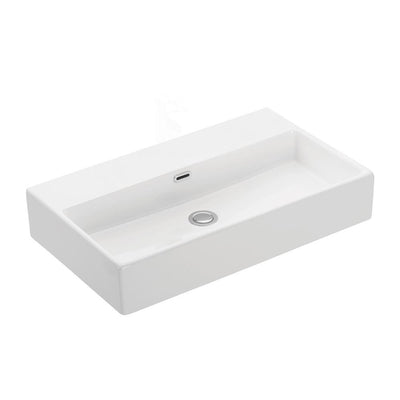 WS Bath Collections Quattro 70 Wall Mount / Vessel Bathroom Sink in Ceramic White without Faucet Hole - Super Arbor