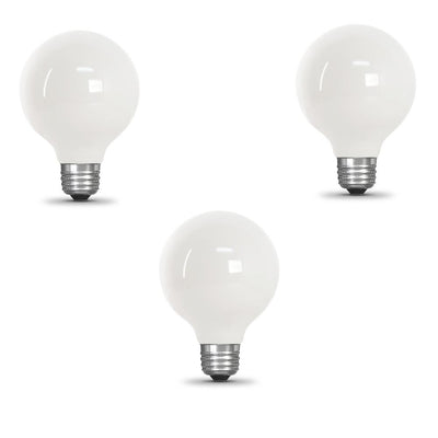 Feit Electric 40-Watt Equivalent G25 Dimmable Filament ENERGY STAR White Glass LED Light Bulb, Soft White (3-Pack) - Super Arbor