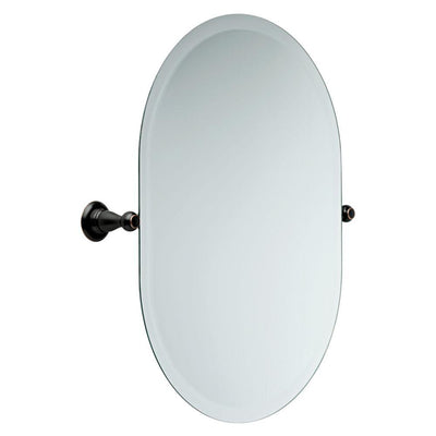 Delta Porter 26 in. x 23 in. Frameless Oval Bathroom Mirror with Beveled Edges in Oil Rubbed Bronze - Super Arbor