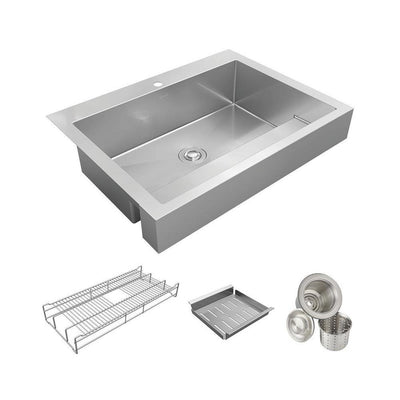 Dart Canyon Stainless Steel 36 in. Single Bowl Farmhouse Apron Kitchen Sink with Workstation ADA - Super Arbor