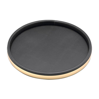 Sophisticates 14 in. Serving Tray in Black w/Polished Brass - Super Arbor