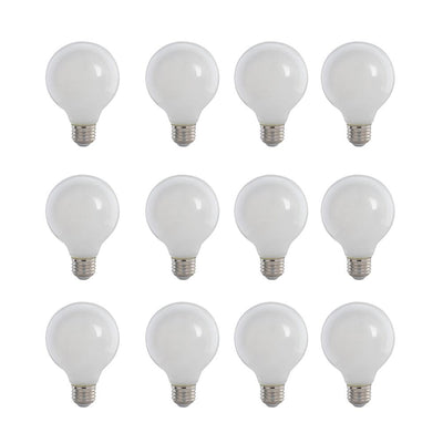 Feit Electric 60-Watt Equivalent G25 Dimmable Filament ENERGY STAR White Glass LED Light Bulb, Bright White 3000K (12-Pack) - Super Arbor