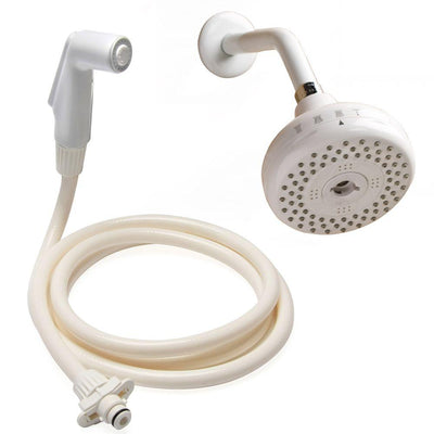 4-spray 5 in. Dual Shower Head and Handheld Shower Head in White - Super Arbor