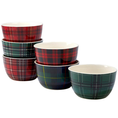 Christmas Plaid 5.5 in. Ice Cream Bowl (Set of 6) - Super Arbor