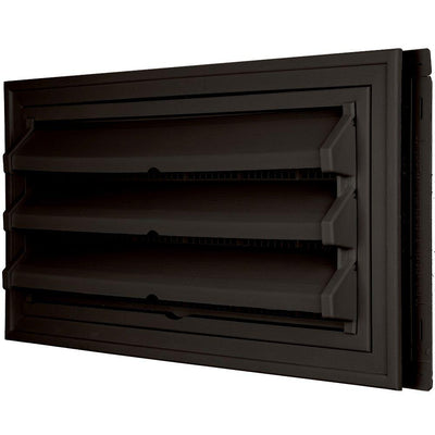 9-3/8 in. x 17-1/2 in. Foundation Vent Kit with Trim Ring and Optional Fixed Louvers (Galvanized Screen) in #002 Black - Super Arbor