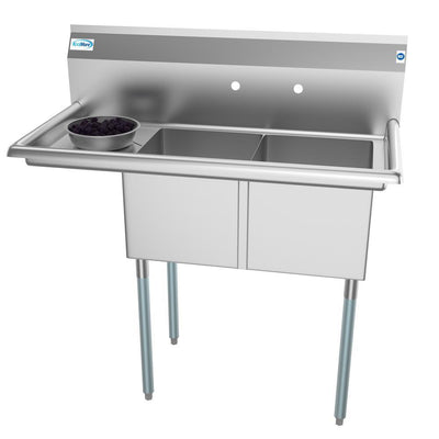 45 in. Freestanding Stainless Steel 2-Hole Triple Bowl Commercial Kitchen Sink - Super Arbor