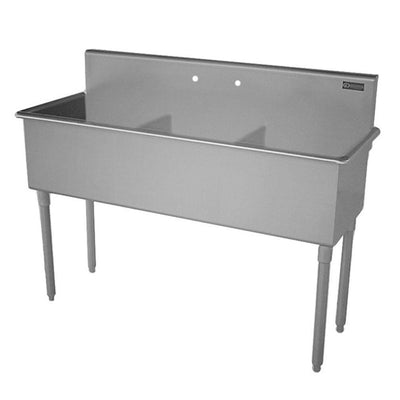 Terrell Series Stainless Steel 53x21.5 in. Freestanding 2-Hole 3-Compartment Scullery Sink with Lead Free Faucet - Super Arbor