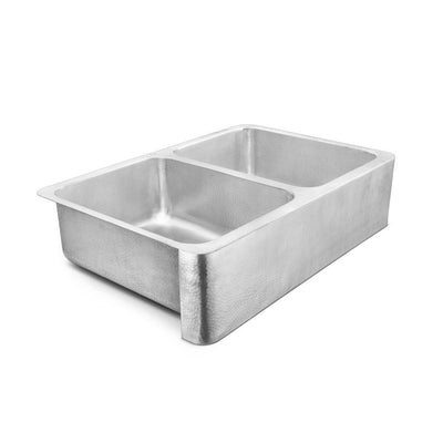 Anning Farmhouse Apron-Front Crafted Stainless Steel 32 in. 50/50 Double Bowl Kitchen Sink with Brushed Finish - Super Arbor