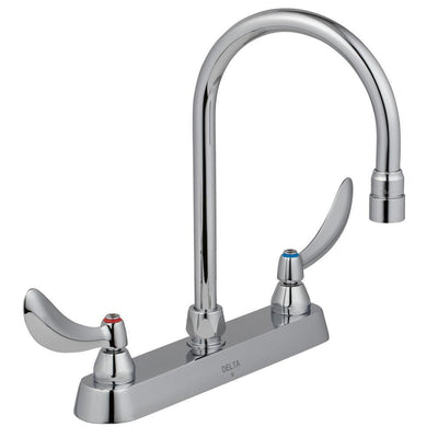 Commercial 2-Handle Kitchen Faucet in Chrome with Lever Blade Handles - Super Arbor