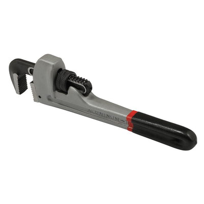 10 in. Pipe Wrench, Cast Iron Head with Aluminum Rubber Coated Handle, Gray/Black - Super Arbor