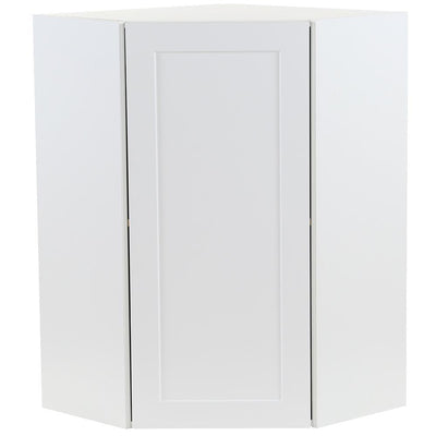 Cambridge Shaker Assembled 23.64x30x23.64 in. Corner Wall Cabinet with 1 Soft Close Door in White - Super Arbor