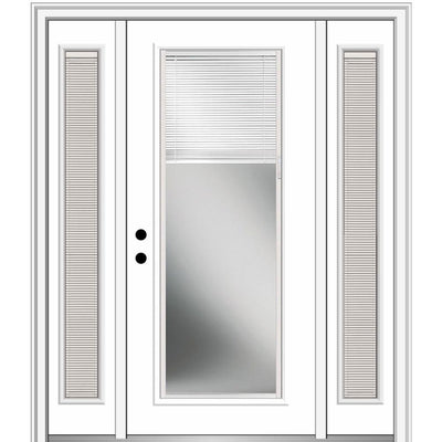 68.5 in. x 81.75 in. Internal Blinds Right-Hand Inswing Full Lite Clear Primed Steel Prehung Front Door with Sidelites - Super Arbor