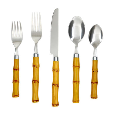 Bamboo Natural 20-Piece Plastic Handle Flatware Set (Service for 4) - Super Arbor