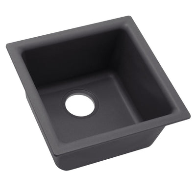 Quartz Luxe Drop-In/Undermount Composite 16 in. Bar Sink in Charcoal - Super Arbor