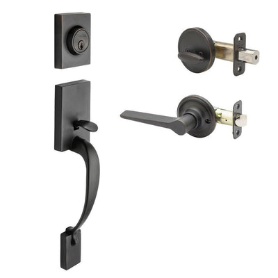 Craftsman Tuscan Bronze Door Handleset with Contemporary Lever Trim - Super Arbor