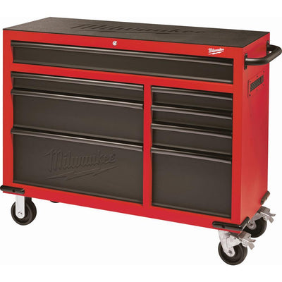 46 in. 16-Drawer Steel Tool Chest and Rolling Cabinet Set, Textured Red and Black Matte - Super Arbor