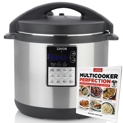 LUX Edge 8 qt. Stainless Steel Electric Multi-Cooker with America's Test Kitchen Multicooker Perfection Cookbook - Super Arbor