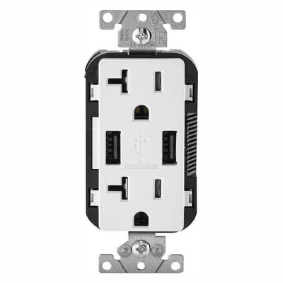 20 Amp 125-Volt Decora Combination Duplex Outlet and USB Charger, White (3-Pack) - Super Arbor