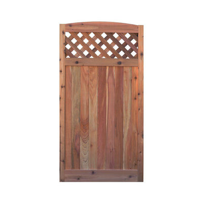 3 ft. x 6 ft. Western Red Cedar Arch Top Diagonal Lattice Fence Gate - Super Arbor