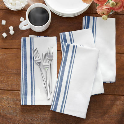 Farmhouse Living Homestead Stripe 20 in. x 20 in. Blue/White Napkins (4-Pack) - Super Arbor